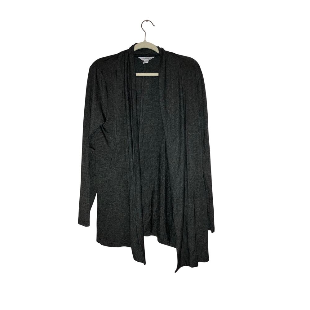 Liz Claiborne Charcoal Gray Lightweight Draped Open Front Cardigan Size Large